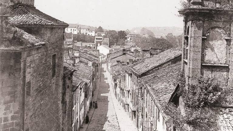Rúa das Hortas, en una fotografía del siglo pasado