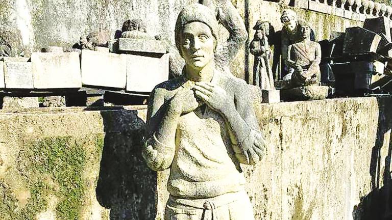La imagen de María Soliño, transformada en escultura, está en el Parque da Palma de Cangas do Morrazo