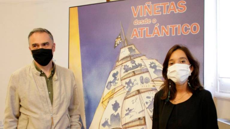 CULTURA. A la derecha, la alcaldesa de A Coruña, Inés Rey, y el artista Miguelanxo Prado, en la presentación del salón internacional del cómic ‘Viñetas desde o Atlántico’, que se celebrará del 9 al 15 de agosto en la ciudad herculina. Foto: Cabalar/EFE