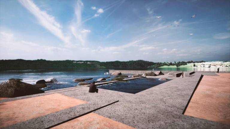 Fotomontaje del lugar de esparcimiento que incluirá piscina en Punta Cabalo. Foto: C. de O Son