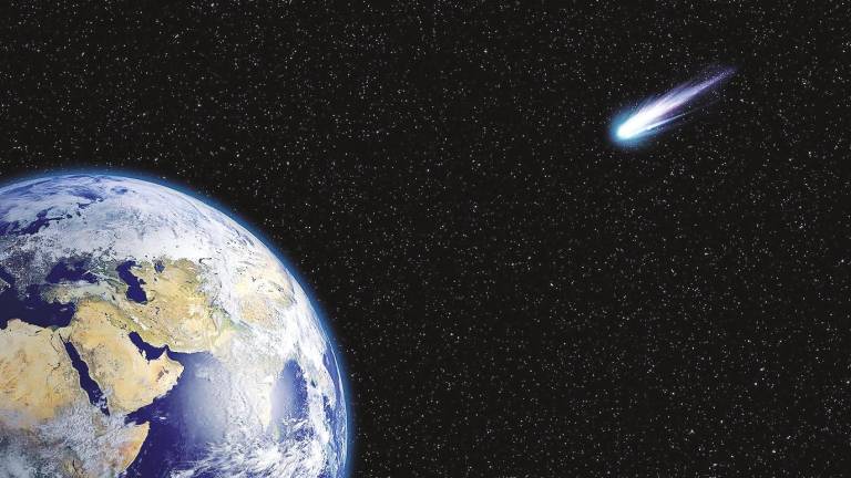 Recreación virtual de un asteroide dirigiéndose al planetaTierra. Foto: Public Domain 