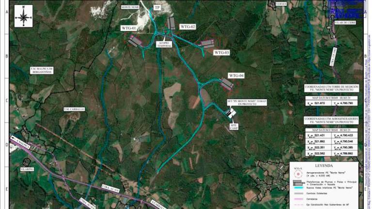 Plano xeral do futur parque eólico do Monte Neme. Foto: Xunta de Galicia