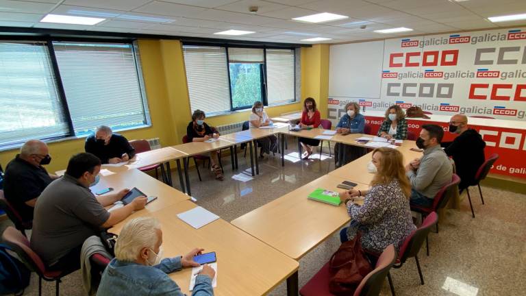 Primer cónclave comandado por Amelia Pérez de la nueva ejecutiva del sindicato CC.OO. en Galicia. Foto: CCOO