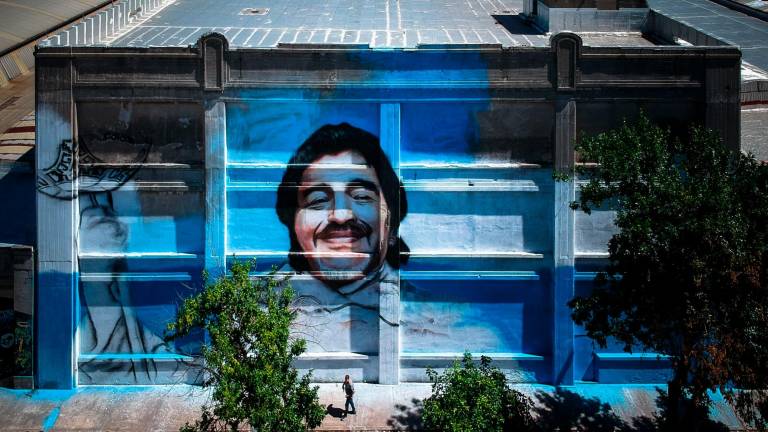 Mural de Diego Armando Maradona en el barrio de la Boca. Foto: Roncoroni