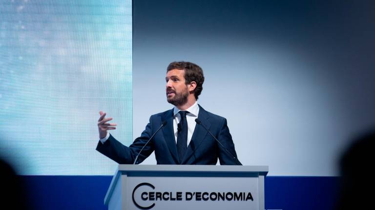 Pablo Casado, en la reunión del Cercle d’Economia. Foto: D. Zorrakino/E.P.