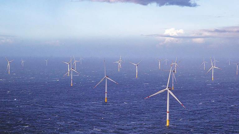 Vista de u n parque de energía eólica marina situado en el Mar del Norte Foto: Kurt Desplenter