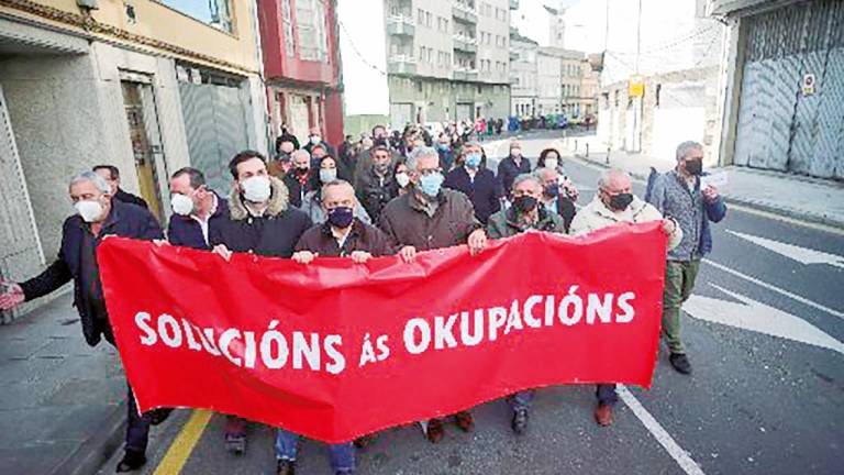 Manifestación en las calles de Lugo en contra de la ocupación de viviendas. Foto: Carlos Castro