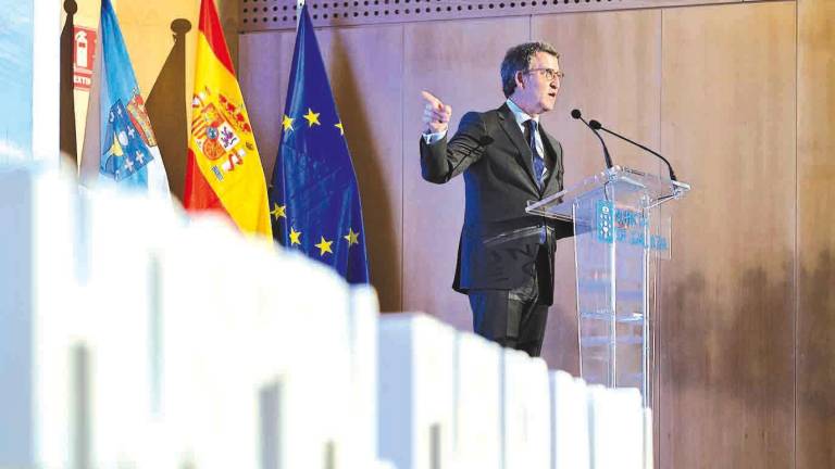 Feijóo, en la presentación del proyecto del nuevo hospital de A Coruña. Una de sus últimas apariciones importantes como presidente de la Xunta. Foto: D. C.