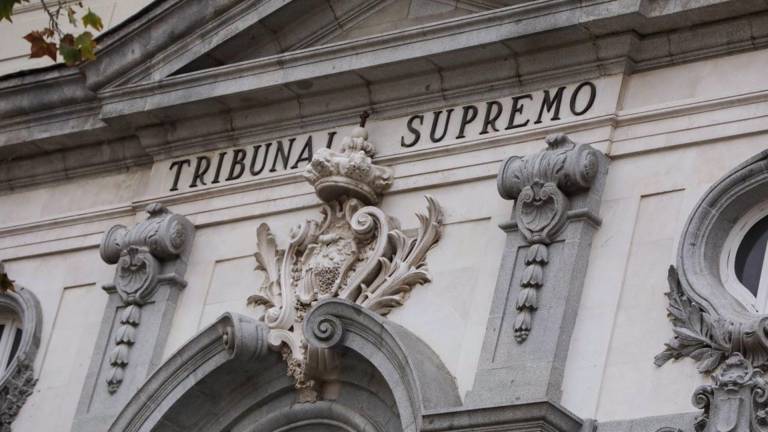 Detalle de la fachada de la sede del Tribunal Supremo, en Madrid Foto: E.Press