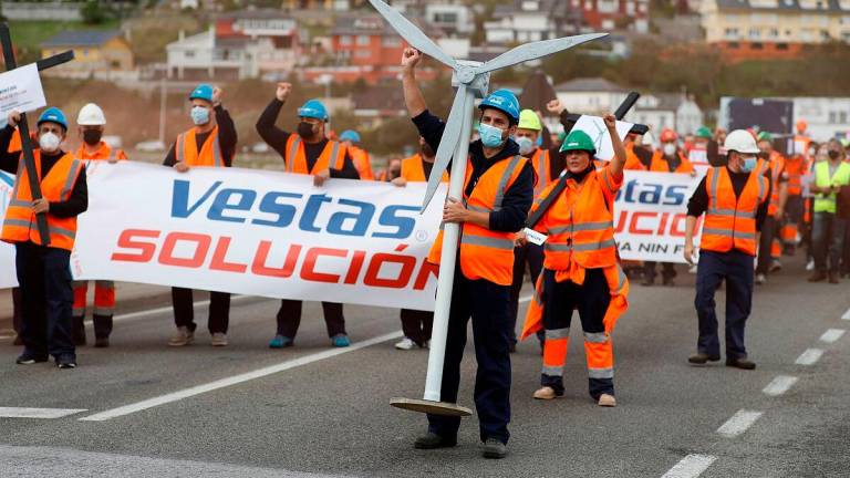 Una de las protestas de los trabajadores de Vestas. Foto: Efe