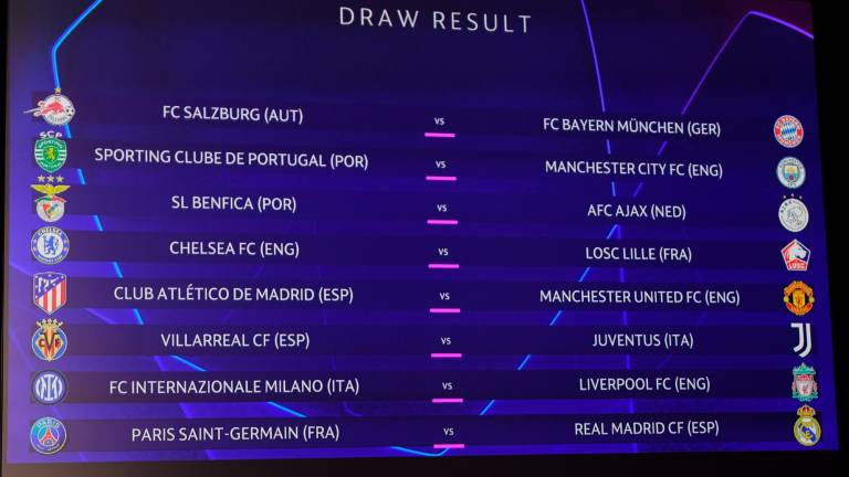 Los partidos de los octavos de final de la UEFA Champions League tras el sorteo. Foto: UEFA