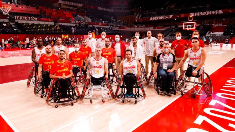 La selección española de baloncesto en silla de ruedas que luchará por la medalla de bronce. Foto: CPE