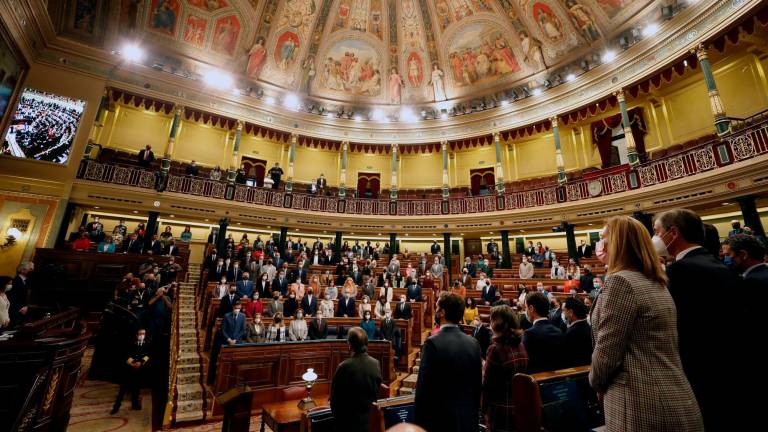 Los congresistas guardaron esta mañana el minuto de silencio. Foto: EFE /Javier Lizón.