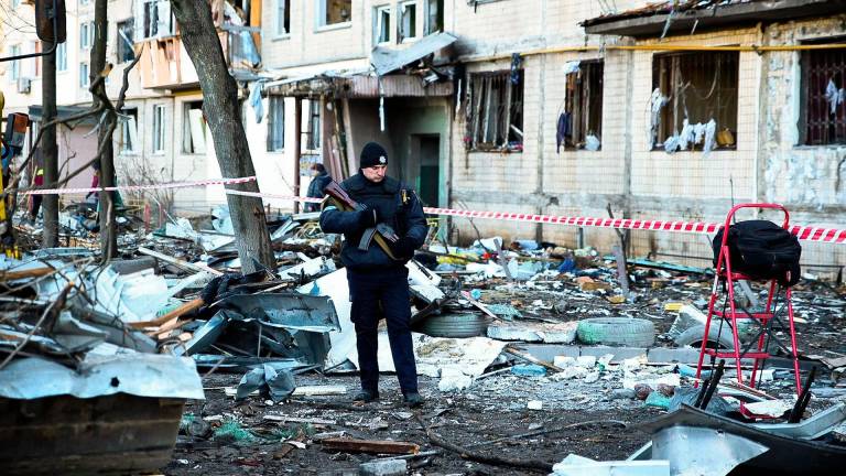 Una zona residencial destruida en Kiev. FOTO: Madeleine Kelly