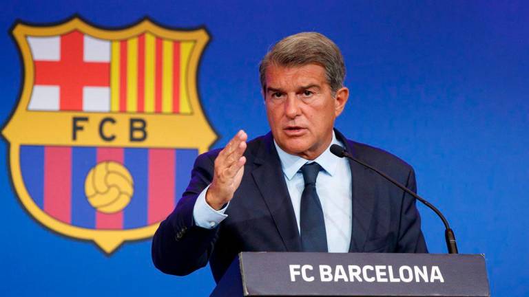 BRONCA. El presidente del FC Barcelona, Joan Laporta, en pleno discurso. Foto: Europa Press