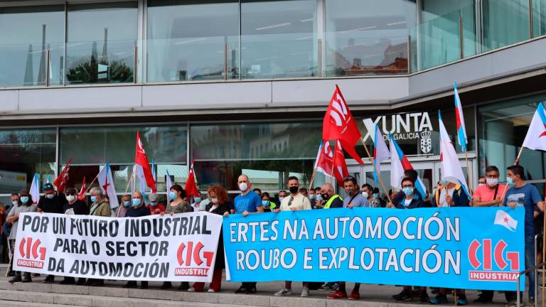 Protesta de la automoción realizada en Vigo. Foto: CIG