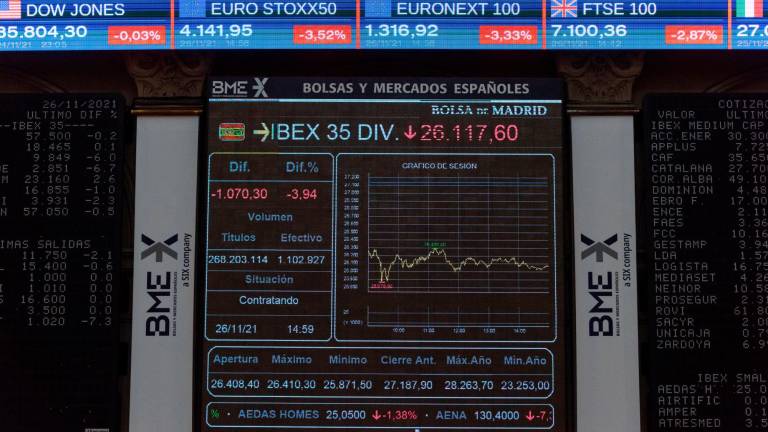 Valores del Ibex 35 en la Bolsa madrileña en la jornada bursátil de este viernes. Foto: G. Valiente/E.P.