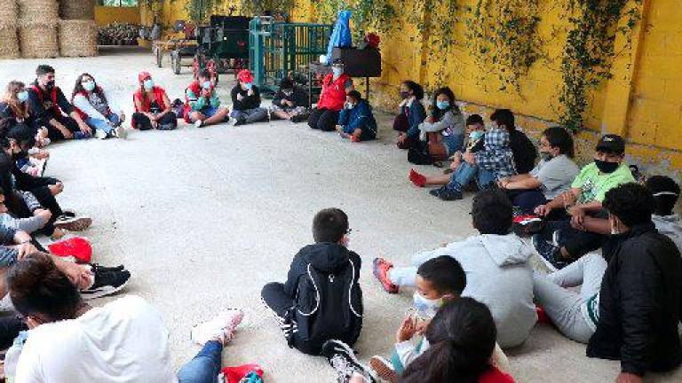 A Coruña, 28 de julio de 2020. Grupo de escolares en la presentación del proyecto Bioescuela: Naturaleza y Emociones, la apuesta de Vegalsa-Eroski y Cruz Roja por la reactivación emocional de los niños y niñas. VEGALSA-EROSKI/ LETICIA MR