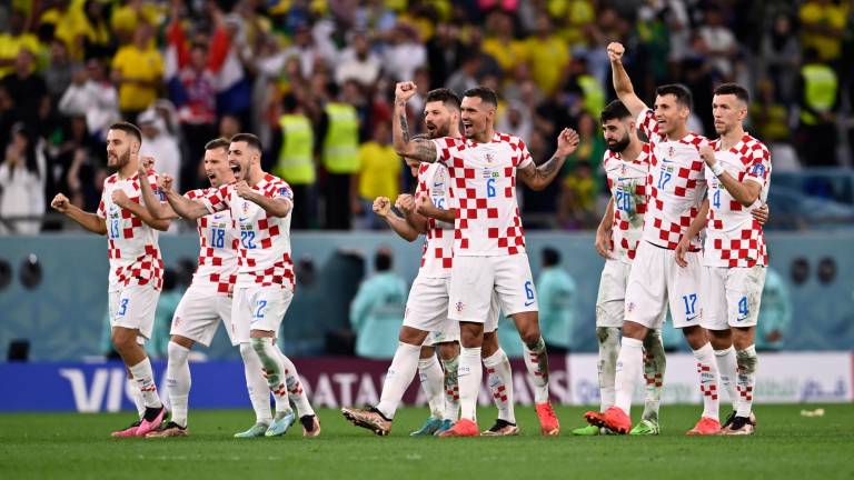 Los jugadores de Croacia celebrando el pase a semifinales