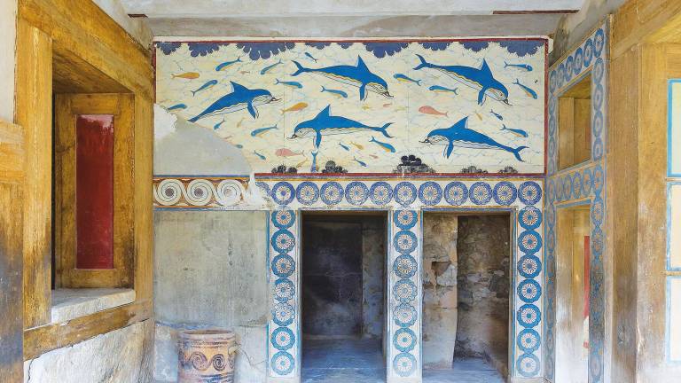 Friso de los delfines, Palacio de Cnossos, Creta, 1300 a.C.