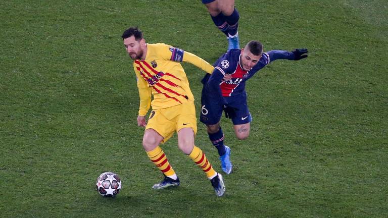 Messi y Verratti, en el PSG-Barça del miércoles. Foto: AFP7 Europa Press
