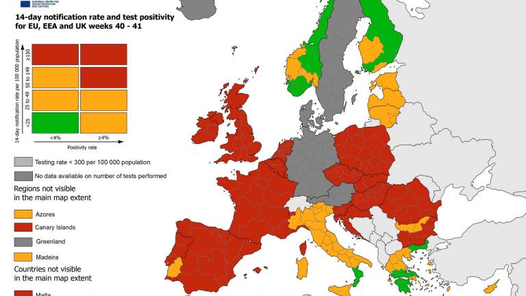 SEMÁFORO EPIDEMIOLÓGICO DE LA UE. Más de media Europa se encuentra en rojo ante el imparable avance de la segunda oleada de la pandemia del coronavirus por el continente