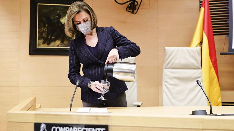 Mª Dolores de Cospedal, en la comisión parlamentaria sobre el presunto espionaje a Bárcenas. Foto: Eduardo Parra/E.P.