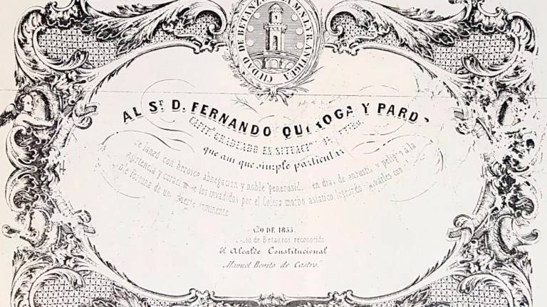 Diploma de reconocimiento al militar Fernando Quiroga y Pardo. Foto: Archivo JCO