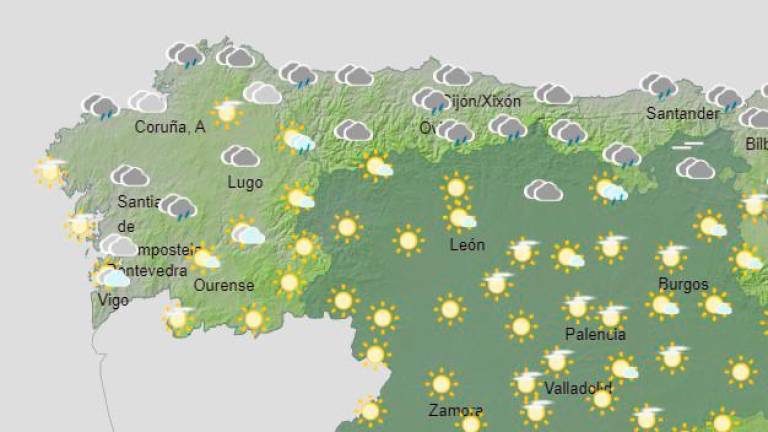 Cielo nuboso que dejará lluvias débiles en Galicia