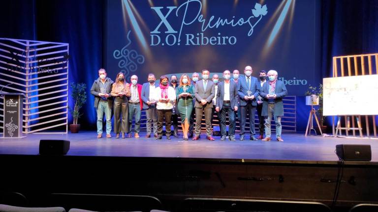 Galardonados durante los X Premios D.O. Ribeiro. Foto: ECG