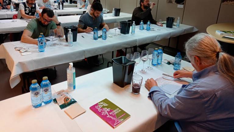 Catadores probando diferentes vinos en la primera jornada para las Distinciones Gallaecia celebrada en A Coruña. Foto: Ribeira Sacra