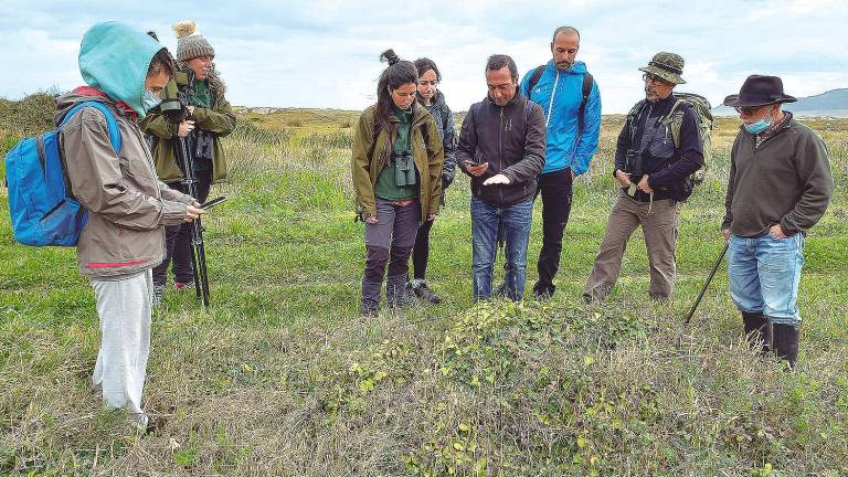 Participantes na descuberta de biodiversidade na contorna de Traba de Laxe. Foto: Adega