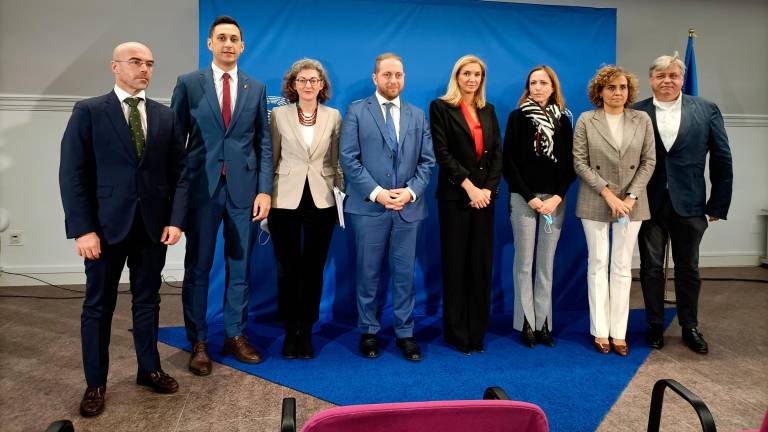 Eurodiputados participantes en la delegación que ha recabado información sobre los atentados de ETA sin resolver. Foto: E.P.