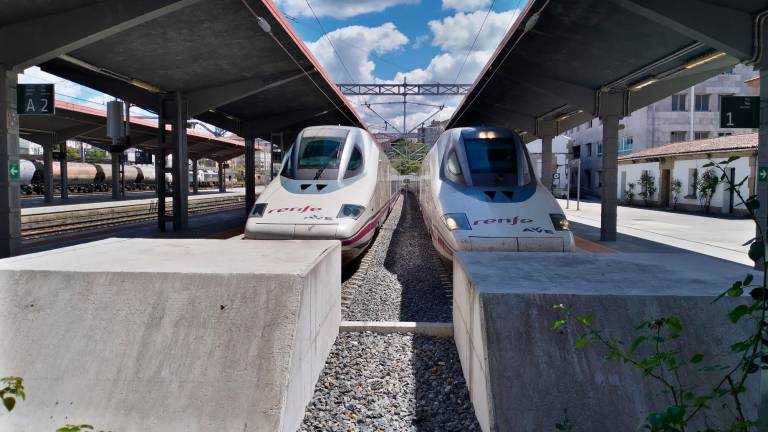 PRUEBAS. Los dos trenes AVE que están realizando viajes de comprobación en el tramo que llega a Ourense. Foto: Gallego