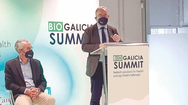proyectos. Xosé Sánchez Bugallo durante su intervención en BioGalicia Summit