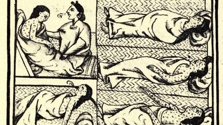 1519-1600. El Cocoliztli fue una enfermedad que afectó a los nativos americanos tras la llegada de los conquistadores españoles. La población mexicana se redujo drásticamente por culpa de esta variante de la salmonela. Murieron entre 15 y 30 millones de personas. (Imagen, <u>www.pinterest.es)</u>
