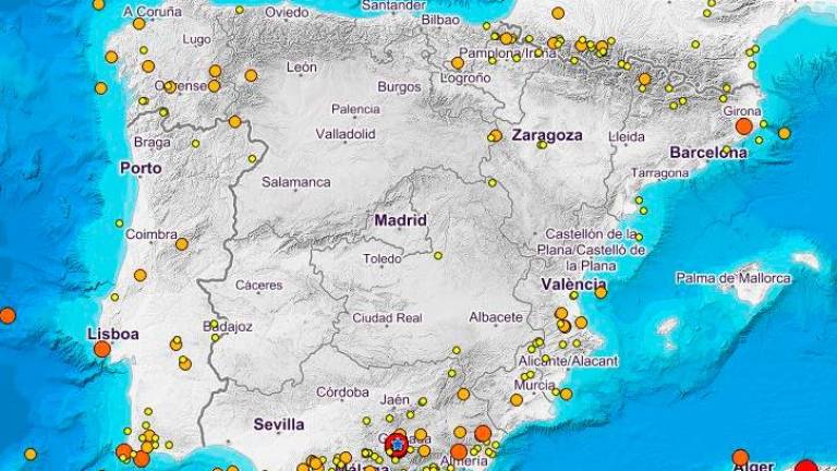 Mapa del Instituto Geográfico Nacional con los temblores de los últimos 30 días Foto: IGN