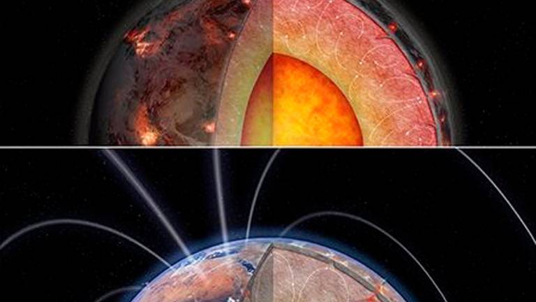 Estas ilustraciones muestran tres versiones de un planeta rocoso con diferentes cantidades de calentamiento interno de elementos radiactivos. FOTO: MELISSA WEISS