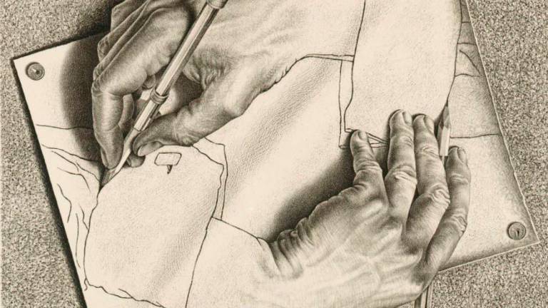 Drawing Hands, 1948, dibujo de Escher. Foto: 2015 The M.C. Escher Company – Baarn