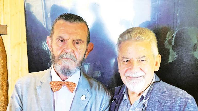 Germán Barreiro González y Xesús Palmou en O Cebreiro.