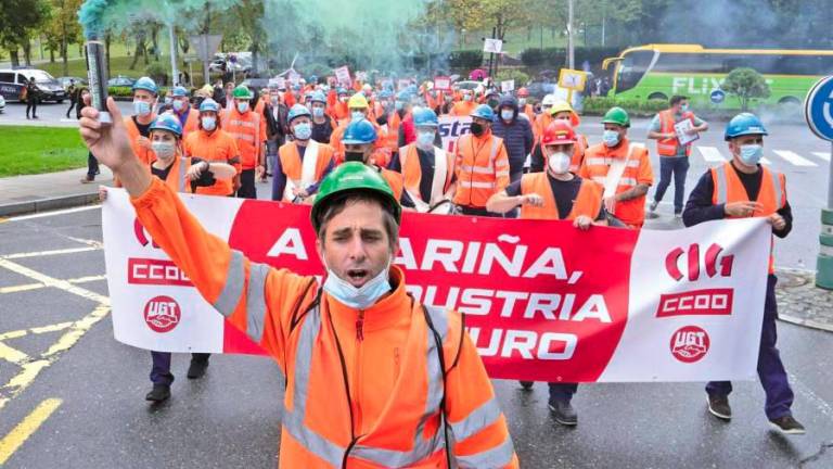 Protesta de trabajadores de Vestas en Compostela (Archivo) Foto: Arxina: EP