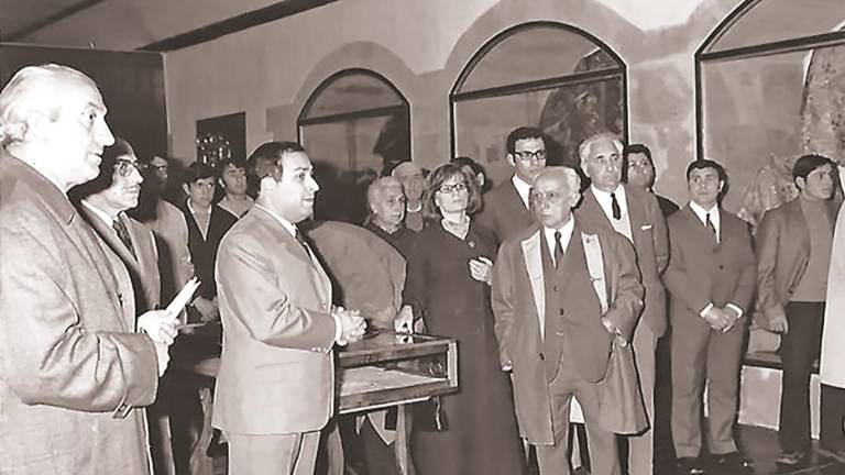 O dr. Xosé Carro Otero, no Museo de Arte Sacra de San Paio, durante o acto no que se produciu a súa inauguración