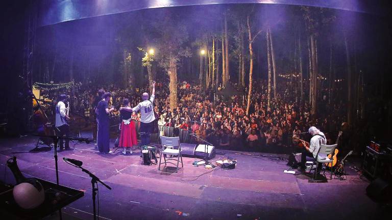 O público desfruta con unha actuación no Festival da Carballeira de Zas do ano 2019. Foto: F.C.