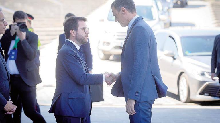 Pere Aragonès y Pedro Sánchez tras las jornadas anuales del Cercle d’Economia. Foto: E. Press