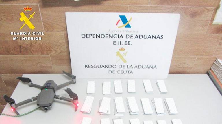 El dron que transportaba las pastillas a Ceuta. Foto: C.G.