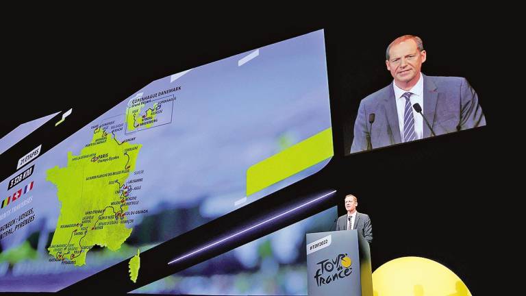 El director general del Tour de Francia, Christian Prudhomme, en la presentación. Foto: Y. Valat