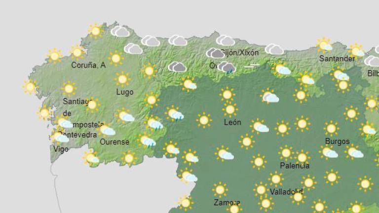 Nuboso o cubierto en el norte, intervalos nubosos en el interior sur y poco nuboso en la costa de Pontevedra