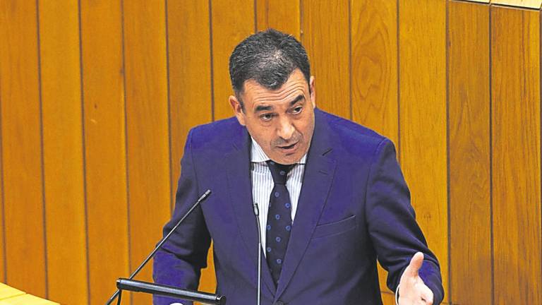 El conselleiro de Educación, Román Rodríguez en una comparecencia en el Parlamento de Galicia. Foto: X.Crespo.