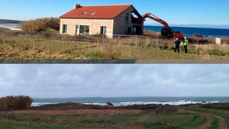 Demolición de una casa en la costa gallega. Foto: APLU