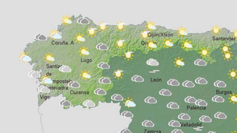 Galicia tendrá intervalos nubosos que aumentarán al final del día a cielo cubierto
